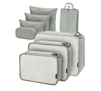 Carttiya Organizador Maleta, Organizador De Viaje Impermeable De 8 Piezas，Bolsas Organizadoras Maleta, Ligero Y Transpirable Con Bolsa Para Zapatos Y Bolsa De CosméTicos (Gris Claro)