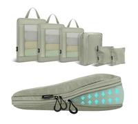 Carttiya Organizador Maleta Viaje Compresión, Impermeable Expandibles Ultraligero Packing Cubes, Organizador Mochila Viaje, Compression Bolsas Organizadoras Maleta Equipaje (6 Piezas, Gris Claro)