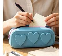 Cartuchera de Silicona Organizador de Cosméticos con Compartimentos | Estuche portabolígrafos de gran capacidad para Desplazamientos, Viajes, Aire Libre, Colegio, Aula y diario en la oficina