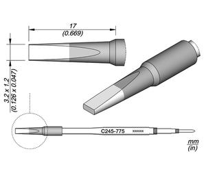 Cartucho cincel 3,2x1,2mm s1 jbc
