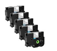 Cartucho de cinta de etiquetas compatible con impresora de etiquetas 5PK Cinta de etiquetas 24 mm FX251 Laminado de identificación flexible Negro sobre blanco