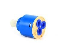 Cartucho de disco de cerámica Grifo mezclador Control interno Válvula del grifo Pie plano Tres orificios Un solo sellado Núcleo de válvula Repuesto PP Plástico Azul Grifo de una manija(35mm)