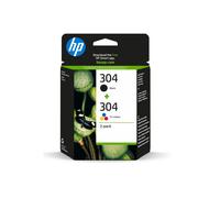 Cartucho de inyección de tinta HP 304 - Tricolor, Negro - Inyección de tinta - 120 páginas Negro, 100 páginas Tricolor - Paquete de 2