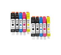 Cartucho de Tinta 364 364XL, Compatible con HP, 3070A 3520 3522 | Con chip, tinta de colorante, negro magenta cian amarillo foto negro; 4620 4622 5510 5511 5512 5514(2 SET 10PCS,364)