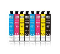 Cartucho de Tinta 503XL Compatible con Epson T 503 T503 XL Epson503 Uso XP 5200 5205 WF 2960DWF WF-2965DWF Impresora Workforce(8pcs-2set)