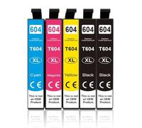 Cartucho de Tinta 604 XL Compatible con T604XL para Usar con impresoras XP 2200 2205 3200 3205 4200 4205 WF 2910 2930 2950(5pcs (1set-1black))