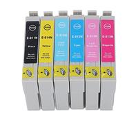 Cartucho de Tinta BK C M Y LC LM Cartucho Accesorio de Impresión de 6 Colores Tinta Instantánea, Tinta de Impresora HD, Reemplazo de Cartuchos de Tinta(T0811N T0812N T0813N T0814N T0815N T0816N)