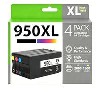 Cartucho de Tinta Compatible 950XL 951XL Replacement para HP - para OfficeJet Pro 8100 8600 8600plus 8610 8620 8660 251dw 276dw - Negro 2000 páginas/Color 1500 páginas,BK