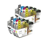 Cartucho de Tinta, Compatible con Brother, LC421 XL 421XL LC 421 | DCP-J1050DW, DCP-J1140DW, DCP-J1800DW, MFC-J1010DW, BK 15ml, C/Y/M 10ml, tinta dye, chip(8pcs (2SET))