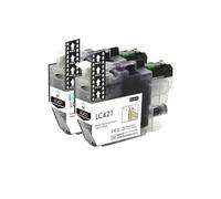 Cartucho de Tinta, Compatible con Brother, LC421 XL 421XL LC 421 | DCP-J1050DW, DCP-J1140DW, DCP-J1800DW, MFC-J1010DW, BK 15ml, C/Y/M 10ml, tinta dye, chip(2pcs Black)