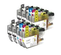 Cartucho de Tinta, Compatible con Brother, LC421 XL 421XL LC 421 | DCP-J1050DW, DCP-J1140DW, DCP-J1800DW, MFC-J1010DW, BK 15ml, C/Y/M 10ml, tinta dye, chip(10pcs)