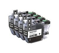 Cartucho de Tinta, Compatible con Brother, LC421XL LC421 | DCP-J1050DW, DCP-J1140DW, MFC-J1010DW, DCP-J1800DW, con chip(4PCS Pigment Black)