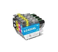 Cartucho de Tinta, Compatible con Brother, LC422 LC422XL | Con chip estable para impresoras MFC, negro 65 ml y cian magenta amarillo de 20 ml(4pcs (1 set))
