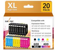 Cartucho de Tinta Compatible con Epson 604XL Alta Capacidad, Multipack Compatible para XP-2200 XP-3200 XP-3205 XP-4200 XP-4205 XP-2205 WF-2910 WF-2930 WF-2935 WF-2950 (Paquete de 20)