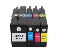 Cartucho de Tinta Compatible con HP 711 711XL DesignJet T120 T520 CZ130A CZ131A CZ132A CZ133A(CMYK One Set)