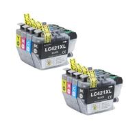 Cartucho de Tinta Compatible LC421XL LC421 421XL, Compatible con Impresora Brother DCP-J1050DW MFC-J1010DW DCP-J1140DW(2Set)
