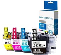 Cartucho de Tinta Compatible LC421XL para Impresora, Compatible con Brother DCP-J1050DW DCP-J1140DW DCP-J1800DW MFC-J1010DW Negro, Cian, Magenta, Amarillo (Paquete de 4)