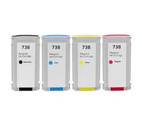 Cartucho de Tinta Compatible para HP738 738 Tinta 676M6A 676M7A 676M8A 498N8A para impresoras DesignJet T950 T850(4PCS 130ML MK C M Y)