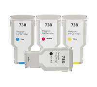 Cartucho de Tinta Compatible para HP738 738 Tinta 676M6A 676M7A 676M8A 498N8A para impresoras DesignJet T950 T850(4Color 300ML)