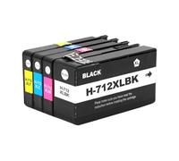 Cartucho de Tinta Compatible para Impresora de inyección de Tinta DesignJet T210 T230 T250 T650 T630, 712 XL, 712XL, 3ED71A, 3ED67A(4Color 1Set)