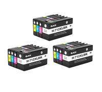 Cartucho de Tinta Compatible para Impresora de inyección de Tinta DesignJet T210 T230 T250 T650 T630, 712 XL, 712XL, 3ED71A, 3ED67A(12Color 3Set)
