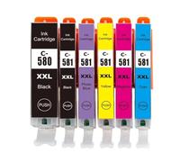 Cartucho de Tinta Compatible para impresoras 580XXL 581XXL PGI580 TR7550 TS6250 TS8350 TS6350(6PCS 1SET)