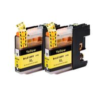 Cartucho de Tinta Compatible para MFC-J4410DW J4510DW J4610DW J4710DW DCP-J4110DW LC127 LC125 127XL 125XL(2 PCS Yellow)