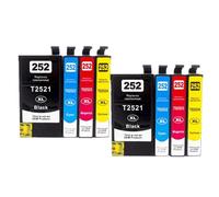 Cartucho de Tinta Compatible para T252XL T2521 Workforce WF 7110 7210 3620 3640 7610 7620 7710 Impresora(2set)