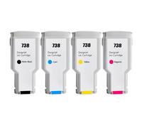 Cartucho de Tinta Compatible para Tinta HP738 738 para Impresora DesignJet T950 T850 Pigmento 676M6A 676M7A 676M8A 498N8A Color(300ML - 738MBK C M Y)