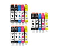 Cartucho de Tinta con Chip, Compatible con HP, 364XL 5510 5511 | 5512 5514 5515 5520 5522 5524 6510 6512 6515, tinta dye, negro magenta cian amarillo foto negro(3 SET 15PCS)