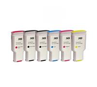 Cartucho de Tinta de inyección de Tinta de Color Compatible Premium 745 F9K05A F9K04A for HP745, Compatible con Impresora HP DesignJet Z2600 Z5600(6COLORS)