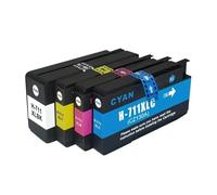 Cartucho de Tinta de Repuesto Compatible 711XL Completo con 711 for Impresora H-*0P711 D-signJet T120 T520(1 Set 4PCS)