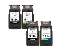 Cartucho De Tinta De Repuesto PG510 CL511 - Compatible con Canon Pg-510 Cl-511 Pg 510 Cl 511 MP250 MP280 IP2700 MP240 MP270 MP480 MX320(2Black 2Color)