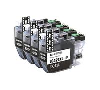 Cartucho de Tinta LC-421 LC421XL Compatible con Brother, DCP-J1050DW DCP-J1140DW DCP-J1800DW MFC-J1010DW reemplazo de Impresora(4PCS Pigment Black)
