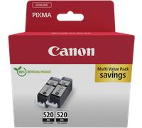 Canon PGI-520 BK, Cartucho de Tinta Original, Multipack, 2 Cartuchos de Tinta Independientes, Color Negro, Compatible con Impresoras de Inyección de Tinta PIXMA