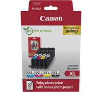 Multipack canon cli - 551xl b - c - m - y + 50 hojas papel fotografico