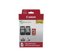 Canon + 10x15 cm Fotopapier 50 Blatt Value Pack negro / varios colores / Blanco Original PG-510+CL-511