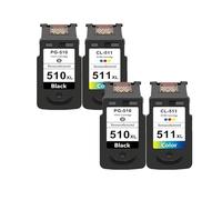 Cartucho de Tinta PG510 CL511, Compatible con Impresora Canon PG 510 PG-510 CL 511 IP 2700 Pixma MP250 MP270 MP280 480 MX320 330 MX340(2Black 2Color)