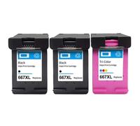 Cartucho de Tinta remanufacturado 667 667XL Compatible con Ink Advantage Series 1275 2374 2375 2376 2775 2776(BK(2PC) Color(1PC))
