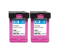 Cartucho de Tinta remanufacturado 667 667XL Compatible con Ink Advantage Series 1275 2374 2375 2376 2775 2776(Color(2PC))