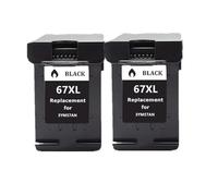 Cartucho de Tinta remanufacturado 67 67XL Compatible con impresoras de inyección de Tinta 6052 6055 6058 1225 2732(2PACK BK)