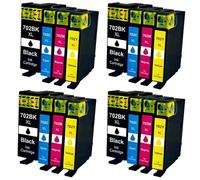Cartucho de Tinta remanufacturado 702XL T702XL reemplazo Compatible para impresoras WF-3720 WF-3730 WF-3733(702XL 4SET 16PACK)