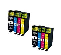 Cartucho de Tinta remanufacturado 702XL T702XL reemplazo Compatible para impresoras WF-3720 WF-3730 WF-3733(702XL 2SET 8PACK)