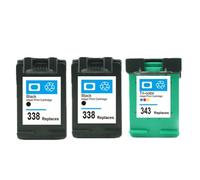 Cartucho de Tinta remanufacturado Compatible con 338 343 para Deskjet 5740 6520 6540 6840 y Photosmart 8150(2BK 1COLOR)