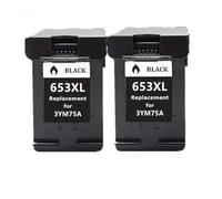 Cartucho de Tinta remanufacturado Compatible para DeskJet Ink Advantage 6075 6475 reemplazo para 653 653XL HP653 XL(2PACK BK)