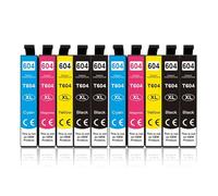 Cartucho de Tinta T604 de Repuesto Completo Compatible con impresoras XP 2200 2205 3200 3205 4200 WF 2910 2930 2950 Modelos T604XL T604 XL(10pcs (2set-2black))