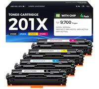 Cartucho de tóner 201X con chip, repuesto para tóner HP 201X CF400X, compatible con impresora Color Laserjet Pro M252dw M252n, MFP M277c6 M277dw M277n M274n (paquete de 4 unidades, negro, cian