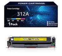 Cartucho de Tóner 312A CF380A CF381A CF382A CF383A de Repuesto para HP Color LaserJet Pro M476dn M476dw M476dnw Multifunción Impresoras,Yellow-1 Pack