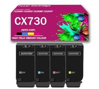 Cartucho de tóner 71C2HK0 71C2HC0 71C2HM0 71C2HY0, Compatible con tóner Negro/Cian/magnético/Amarillo para impresoras Lexmark CS730de CS735de CX730de CX735adse CX737adzse,4Color-1Pack