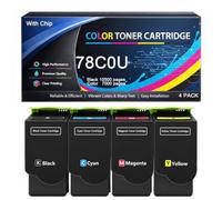Cartucho de Tóner 78C0U Compatible con Lexmark 78C0U10 78C0U20 78C0U30 78C0U40 para Impresoras CS421dn CS521dn CS622de CX421adn CX522ade CX622de CX625adhe CX625ade